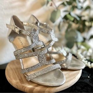Silver sparkle studded heels. Women’s size 7.0